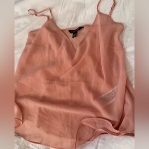 Lauren Ralph Lauren Sheer V-Neck Cami Top Blush Pink Size M